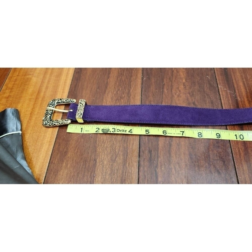 Vintage Genuine Suede Leather Belt color violet Size L - Picture 11 of 13